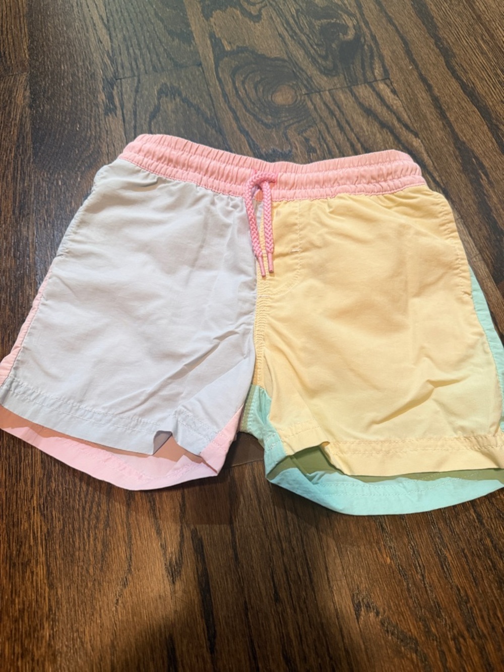 Pastel Colorblock Elastic Waist Shorts - Peach, Yellow, Mint